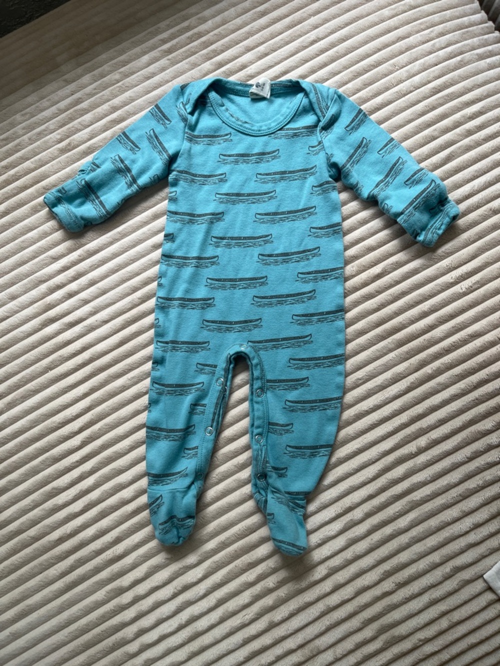 kate quinn Turquoise Canoe-Print Footed One-Piece